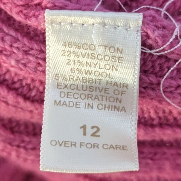 VTG 00s Y2K Limited Too Pink Cable Knit V-Neck Long Sleeve Sweater Size Girls 12 - Picture 7 of 7